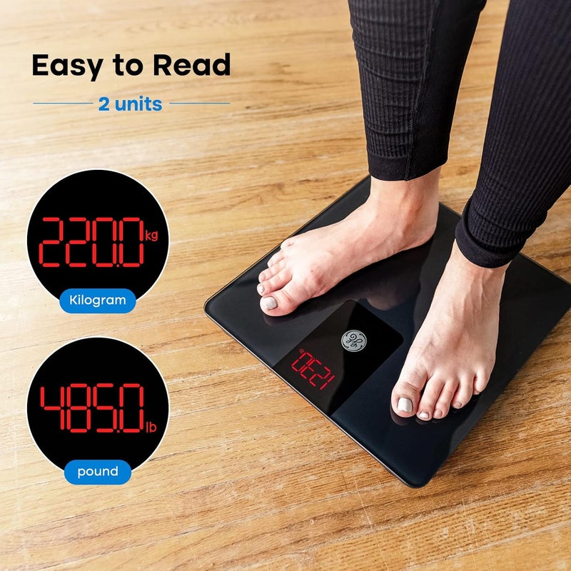 GE Bathroom Scale for Body Weight, Digital Weight Scales 500lb Heavy Duty Measuring Device for People Accurate BMI Weighing Machine with Bluetooth, Black - Image 4